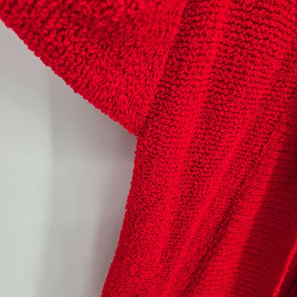 Sideffects vintage Medium Red chunky knit longline open front sweater cardigan - Picture 3 of 10